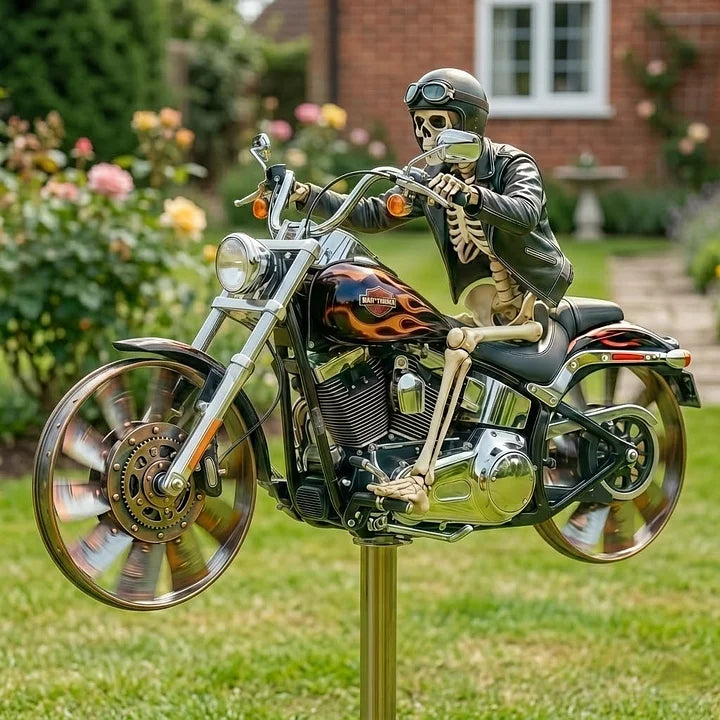 Skeleton Harley-Davidson Garden Wind Spinner