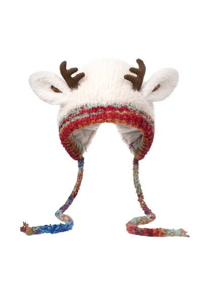 🔥 Warm Fluffy Christmas Reindeer Antler Hat | Cute 2-in-1 Wear