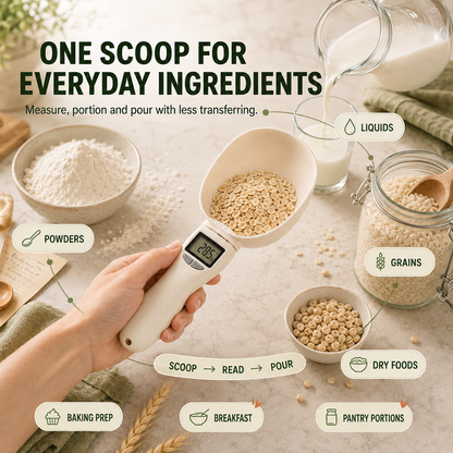 Digital Kitchen Scoop Scale – Scoop, Weigh & Pour