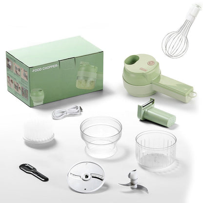 4‑in‑1 Handheld Electric Food Chopper‑ USB Rechargeable Mini Blender with Open Feeding Port