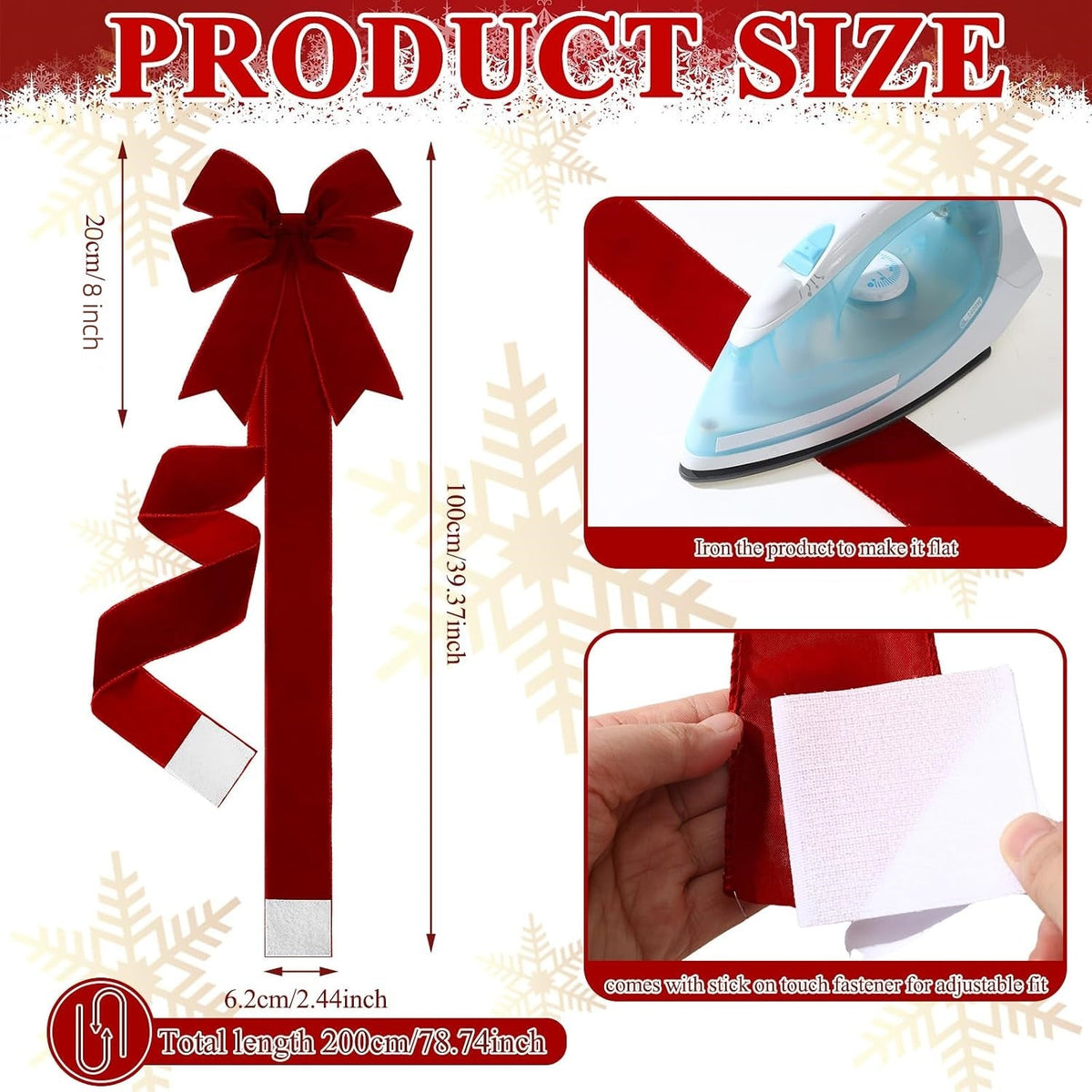 4-Pack Burgundy Velvet Christmas Cabinet Bows