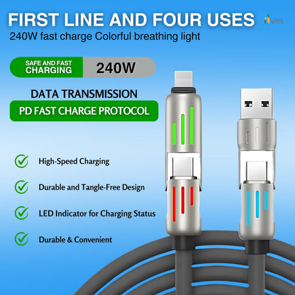 🔥4-in-1 USB Charging Cable fast charging MAX 240W