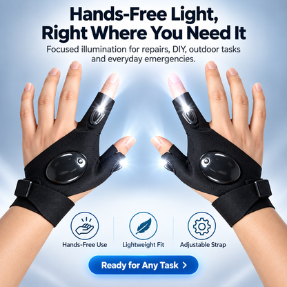🧤 Wearable Finger Torches – Illuminated Gloves for Angling, Camping