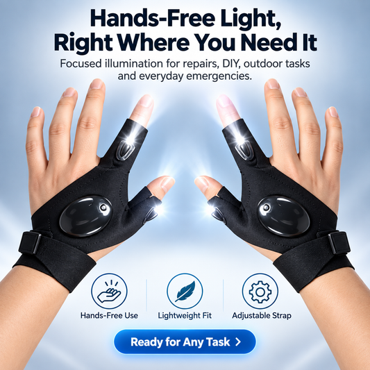 🧤 Wearable Finger Torches – Illuminated Gloves for Angling, Camping