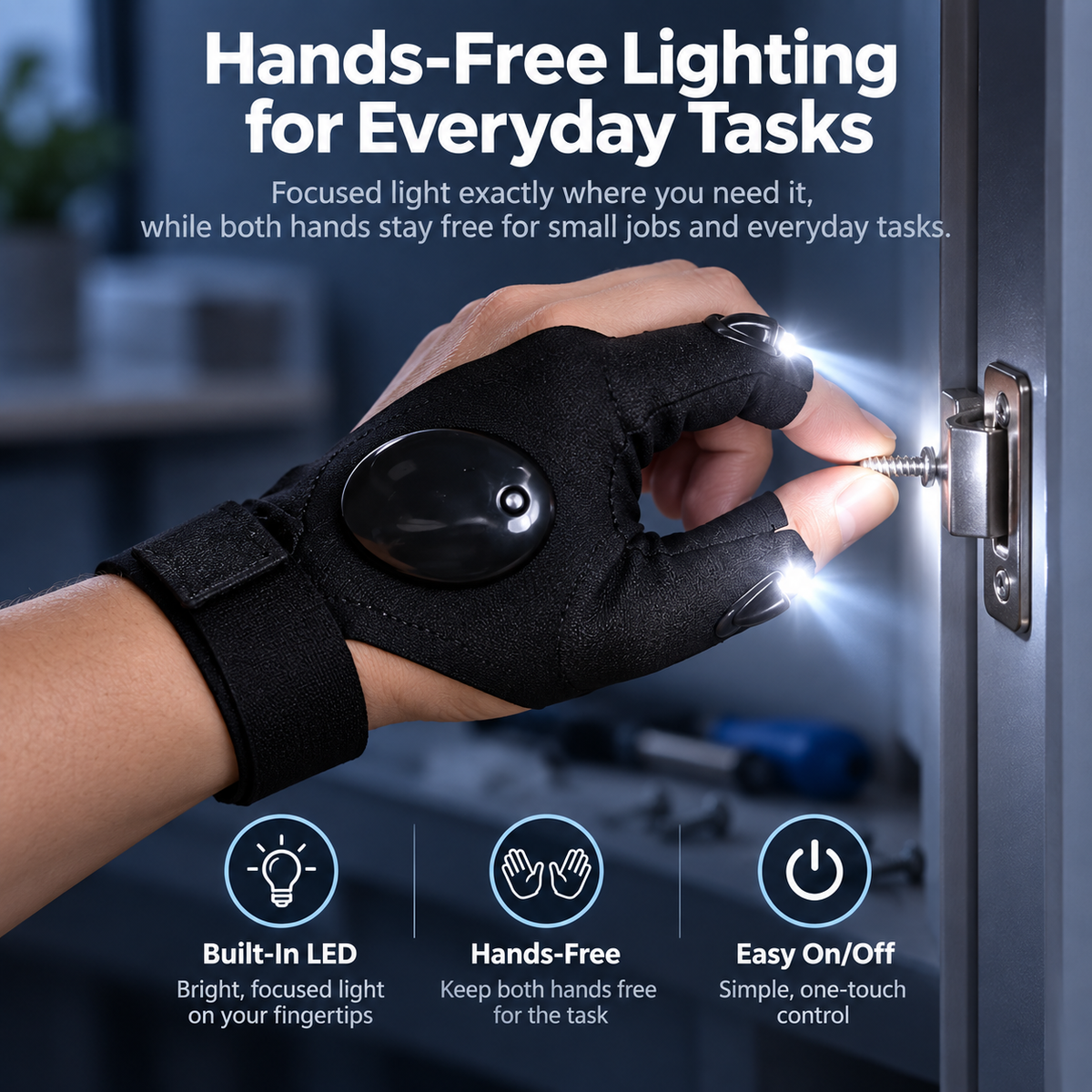 🧤 Wearable Finger Torches – Illuminated Gloves for Angling, Camping