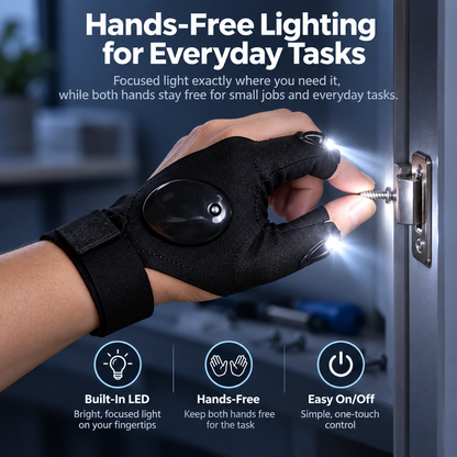 🧤 Wearable Finger Torches – Illuminated Gloves for Angling, Camping