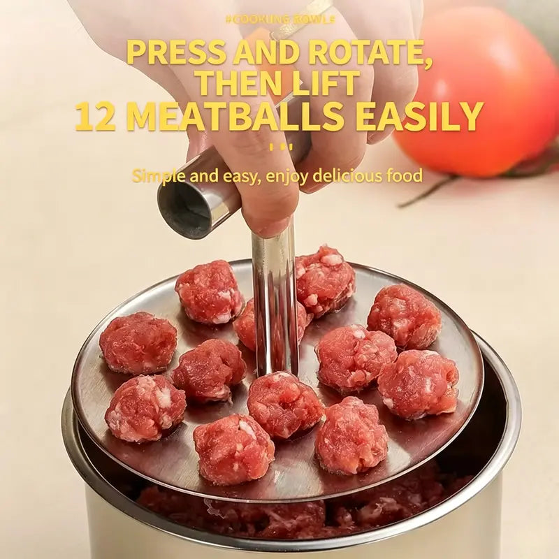 6/12 Ball Manual Meatball Maker Tool, Stainless Steel Meatball Making Mold