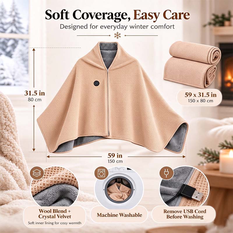 Plush Wearable Heated Wrap & Cordless Thermal Shawl 🧥🔥