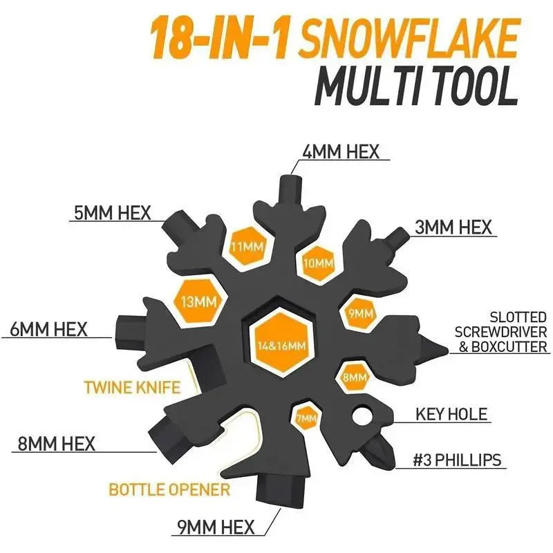18‑in‑1 Snowflake Multi‑tool Stainless Steel Portable Wrench ❄️