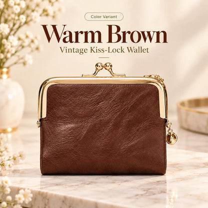 Vintage Kiss-Lock Compact Wallet with Zipper Pocket