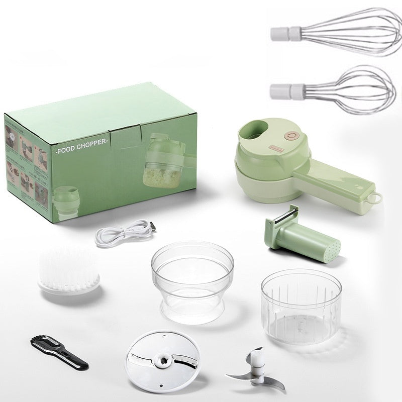 4‑in‑1 Handheld Electric Food Chopper‑ USB Rechargeable Mini Blender with Open Feeding Port