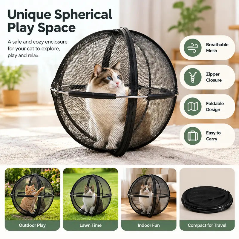 Portable Outdoor Cat Enclosure Mesh Ball Cat Cage 🐱