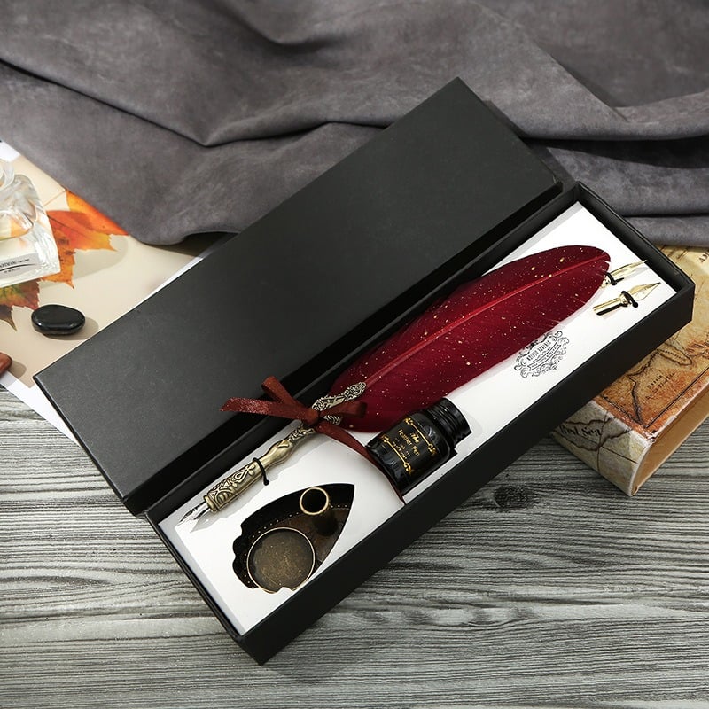 Vintage Signature Pen Calligraphy Set – Feather Pen for Writing
