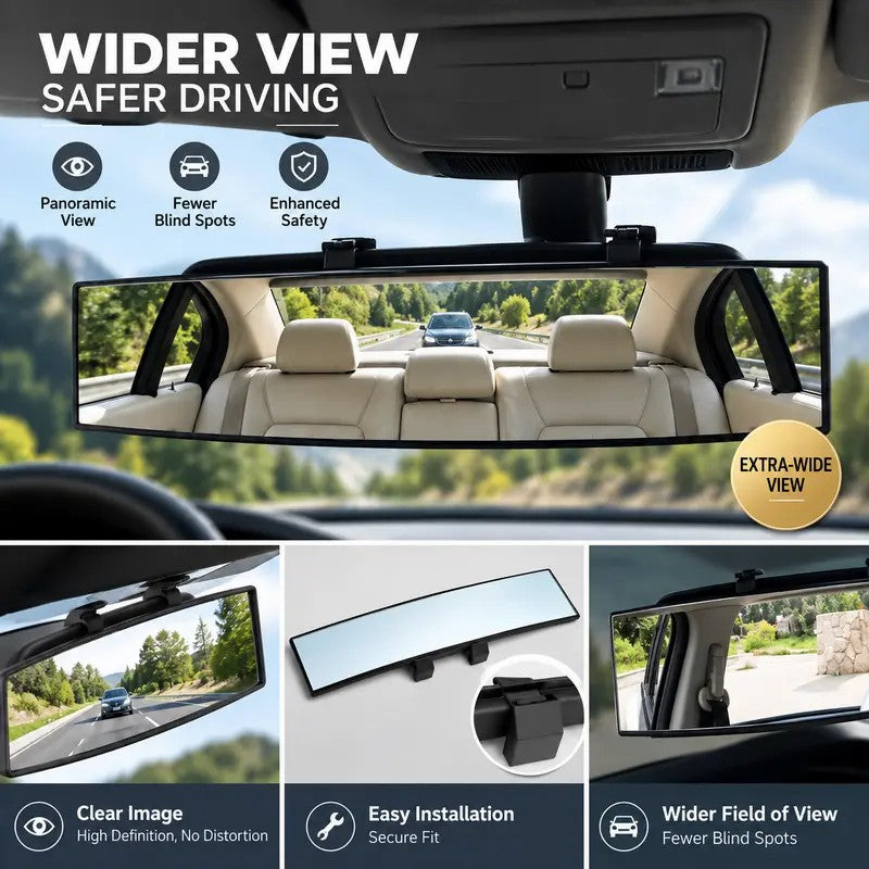 HD Convex Panoramic Rearview Mirror, Clip-On Car Interior Mirror ☀️ - image 4