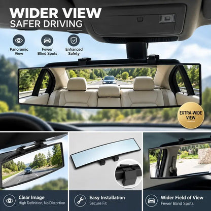 HD Convex Panoramic Rearview Mirror, Clip-On Car Interior Mirror ☀️ - image 4