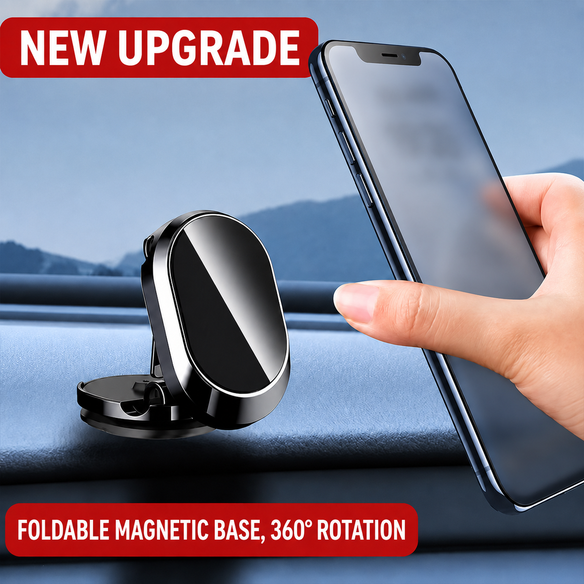 🚗 360° Foldable Magnetic Car Phone Holder – Adjustable Hands-Free Dashboard Mount 📱✨