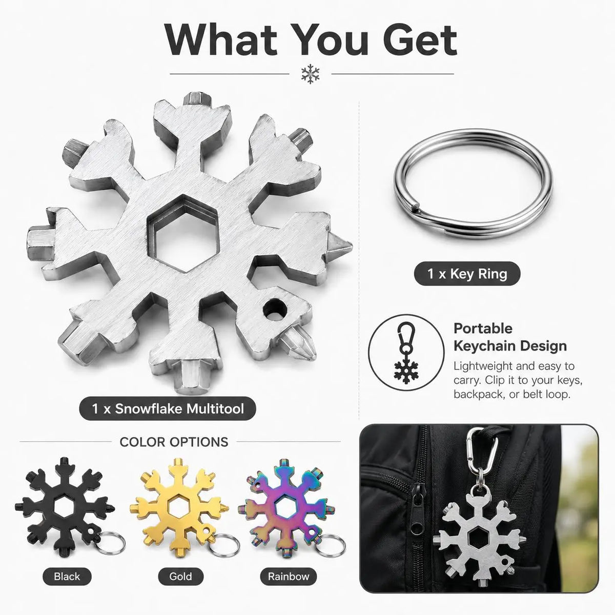 18‑in‑1 Snowflake Multi‑tool Stainless Steel Portable Wrench ❄️