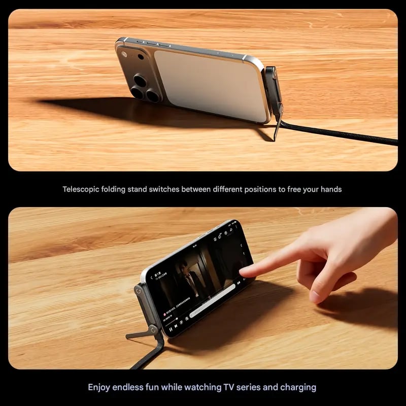 ⚡2-in-1 Invisible Holder Charger Cable – 240W Fast Charging Cord with Built-In Phone Stand