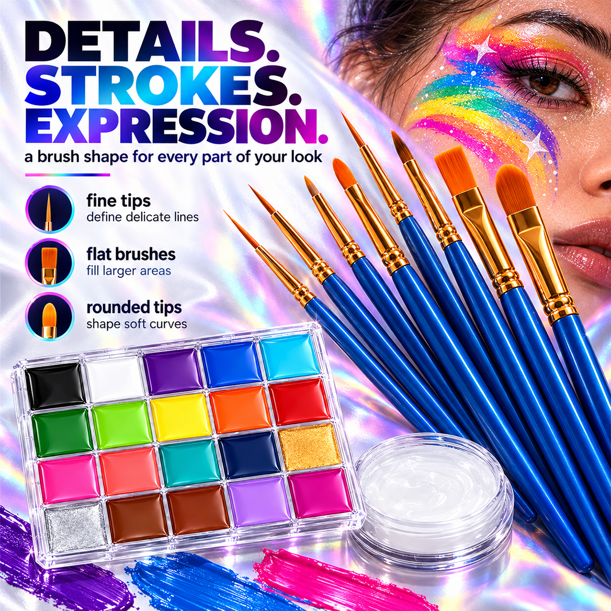 20-Color Face & Body Paint Palette – Halloween Makeup, Cosplay & Creative Art Kit