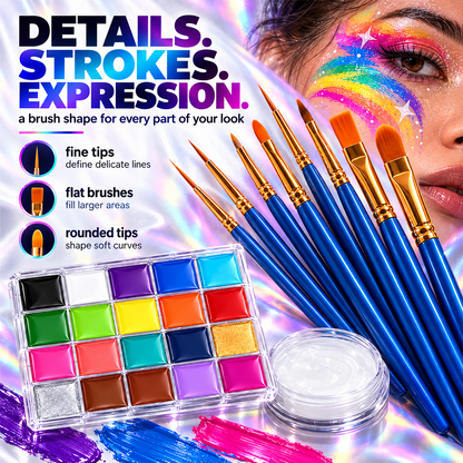 20-Color Face & Body Paint Palette – Halloween Makeup, Cosplay & Creative Art Kit