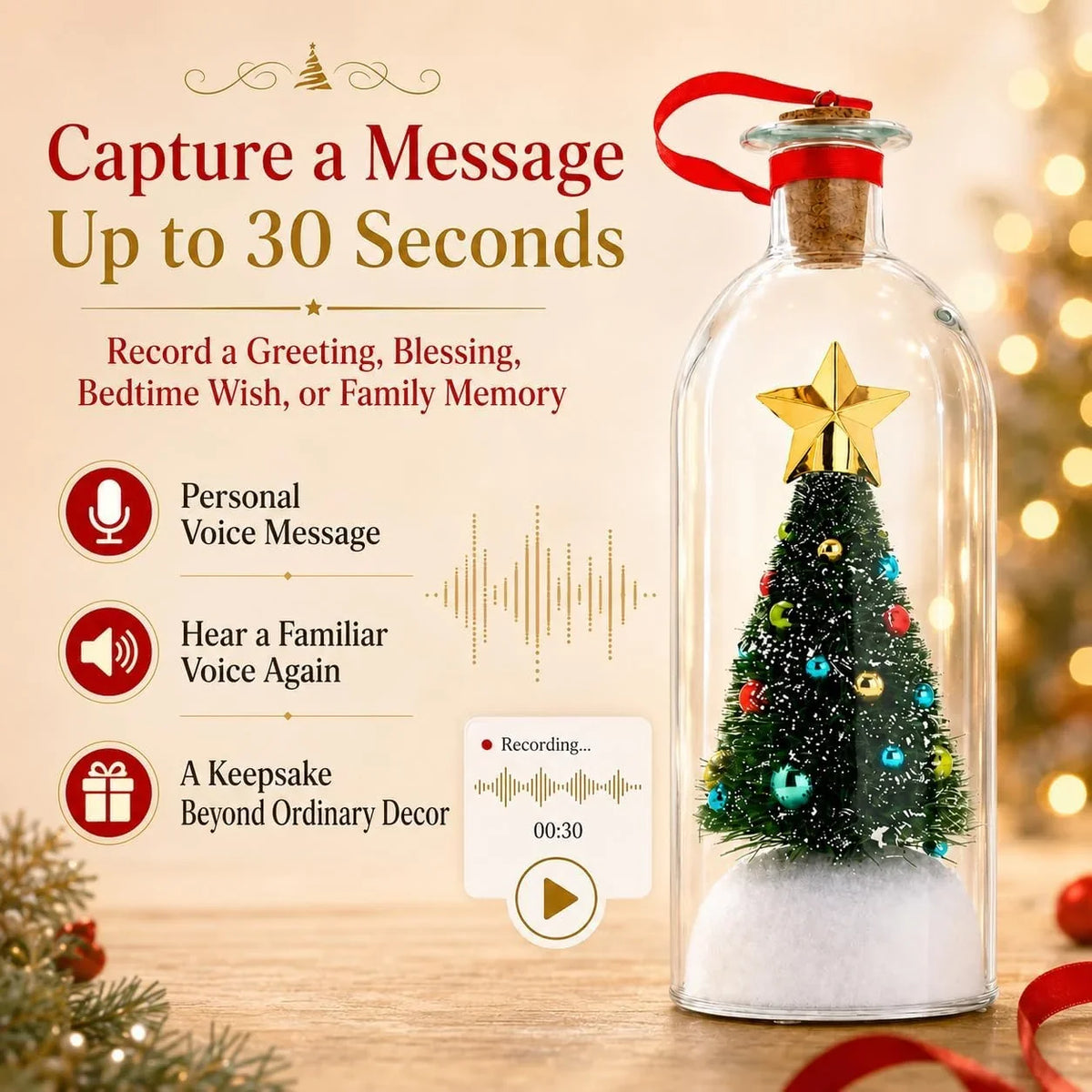 Voice of Christmas Recordable Tree Bottle