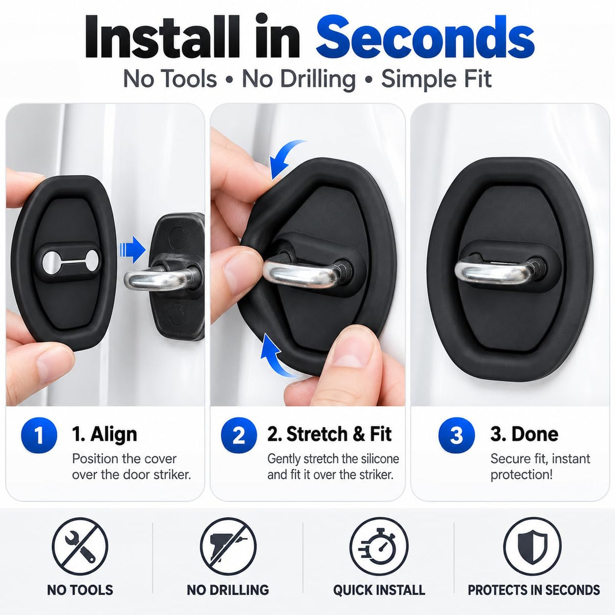 4 Pcs Door Latch Lock Covers with Our Self-Adhesive Design 🚪