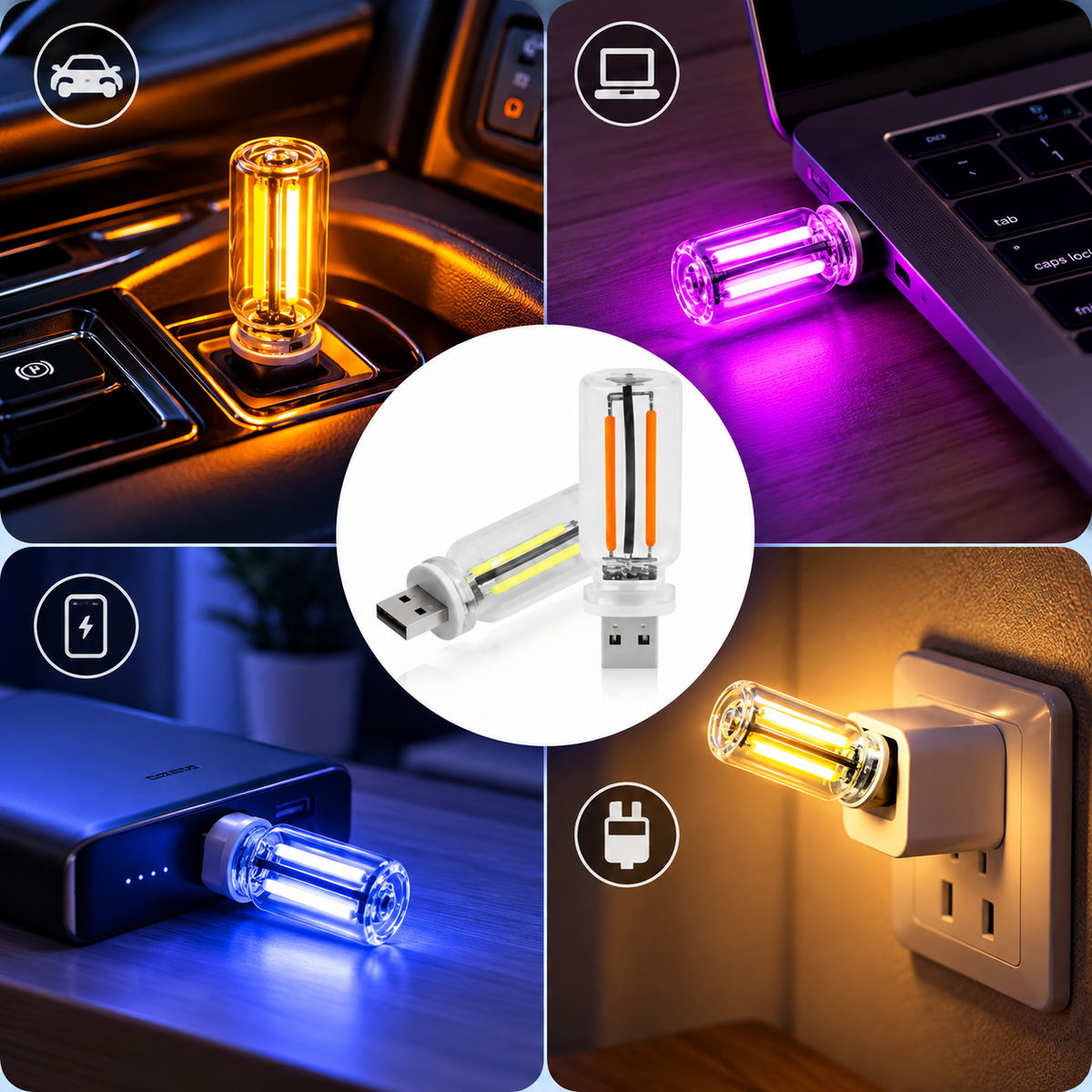 Dimmable USB Car Night Light | Touch-Control LED Accent Light