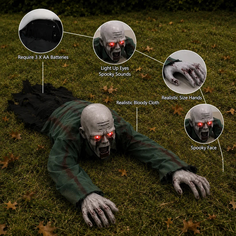 Halloween Haunted House Decoration Sound-Activated Motorized Light-Up Crawling Ghost