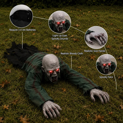 Halloween Haunted House Decoration Sound-Activated Motorized Light-Up Crawling Ghost