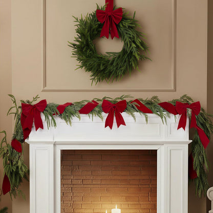 4-Pack Burgundy Velvet Christmas Cabinet Bows
