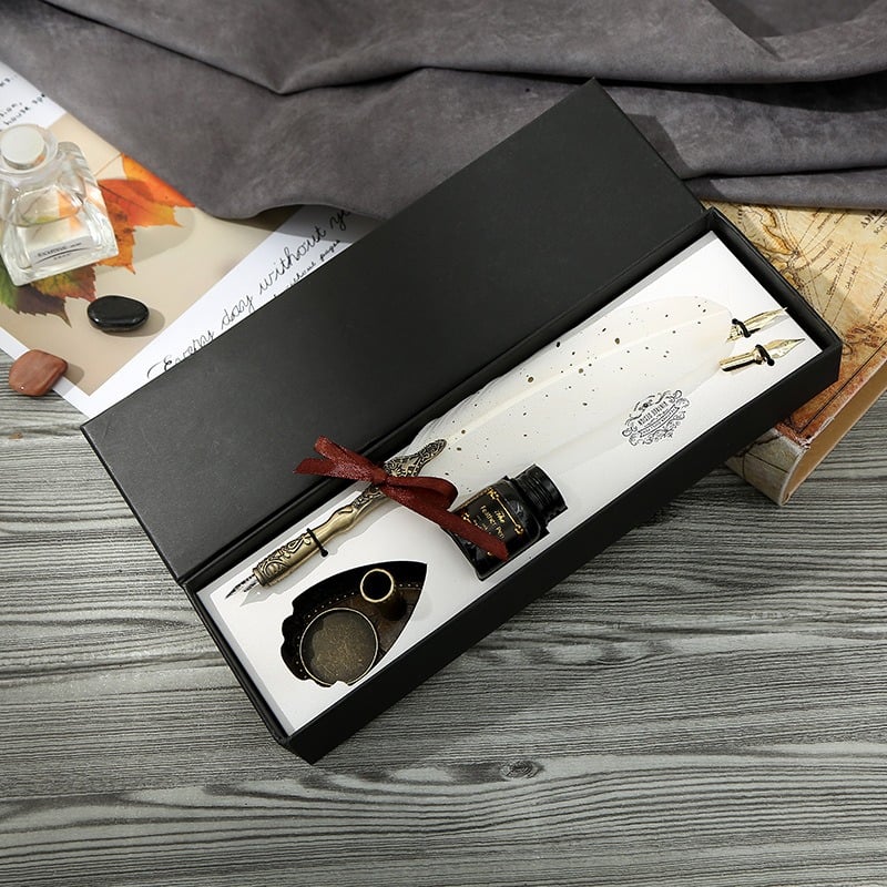 Vintage Signature Pen Calligraphy Set – Feather Pen for Writing