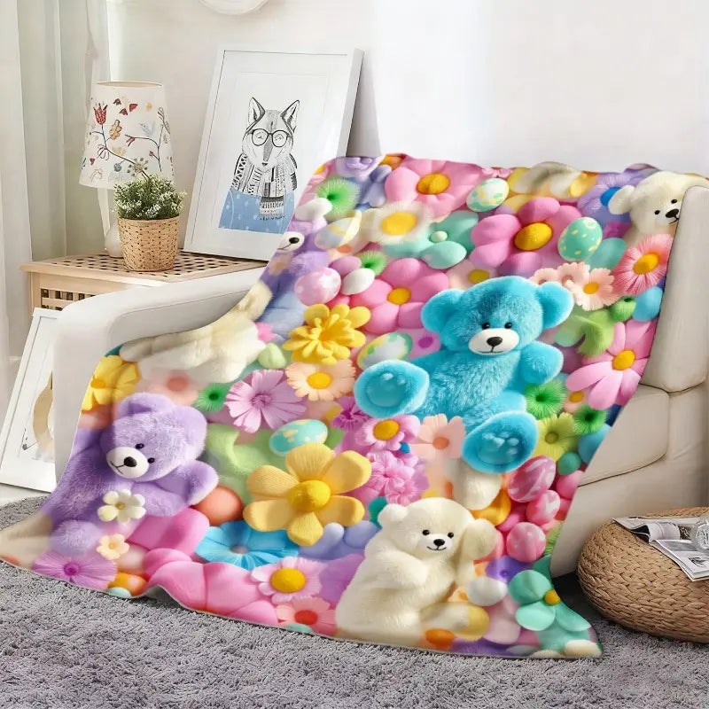 Teddy Pastel Floral Print Throw Blanket