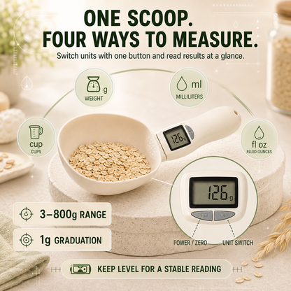Digital Kitchen Scoop Scale – Scoop, Weigh & Pour