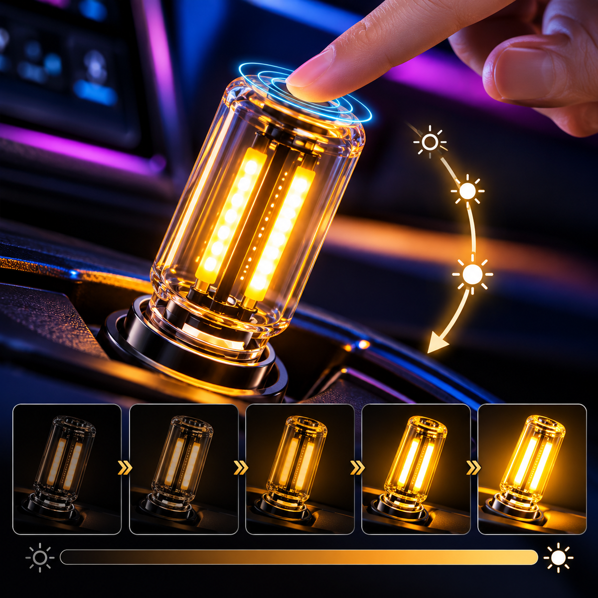 Dimmable USB Car Night Light | Touch-Control LED Accent Light