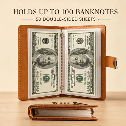 Transparent‑Pocket Currency Collectors Album, Top‑Grade PU Leather📘