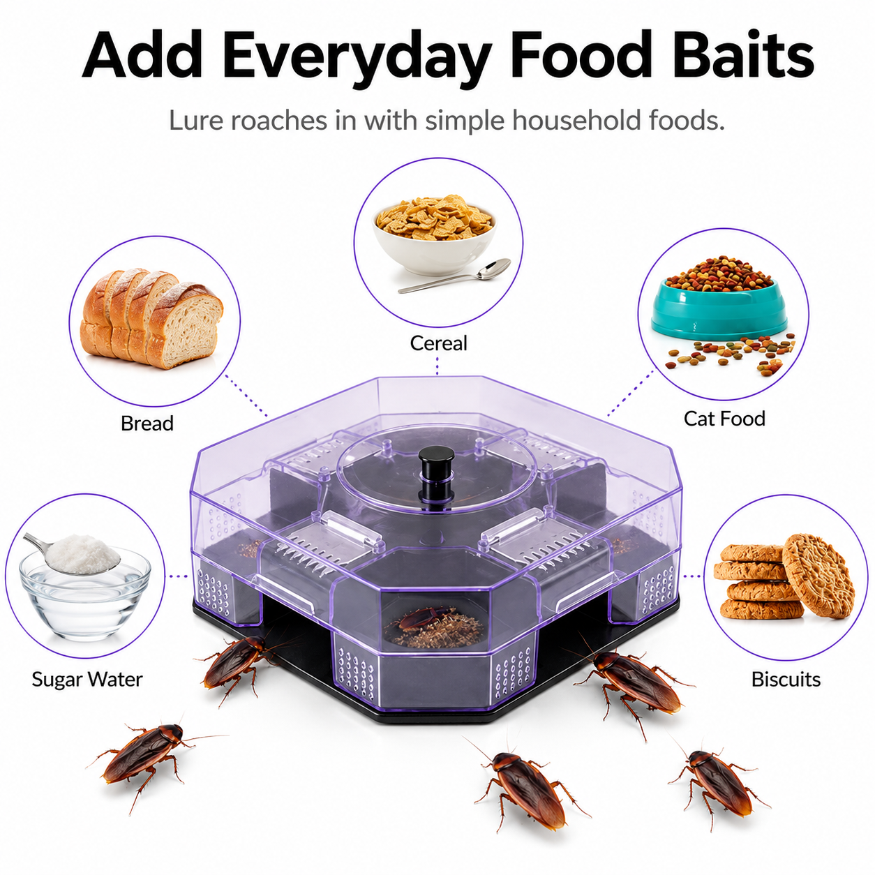Reusable Roach Trap with One-Way Entry Doors