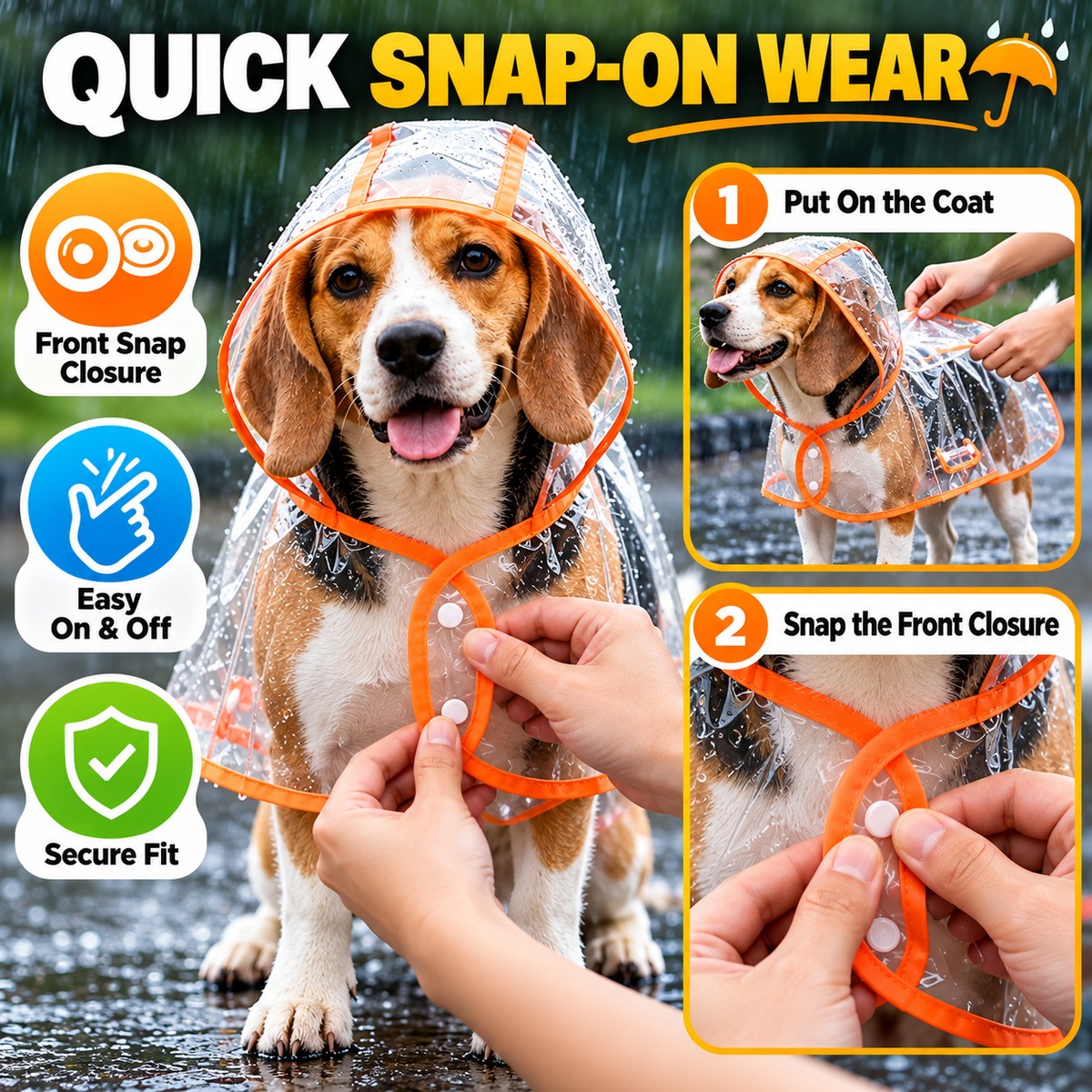 🐶 Pet Raincoat – Transparent Waterproof Dog Cape, Lightweight Protection for Small & Medium Dogs