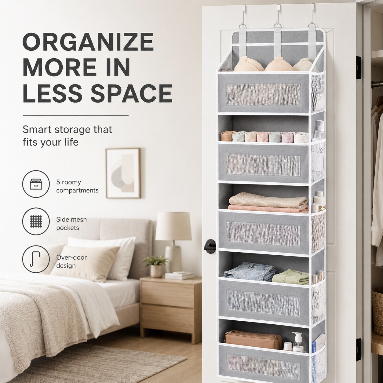 5-Tier Over-the-Door Hanging Storage Organizer