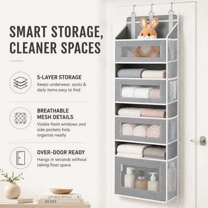 5-Tier Over-the-Door Hanging Storage Organizer