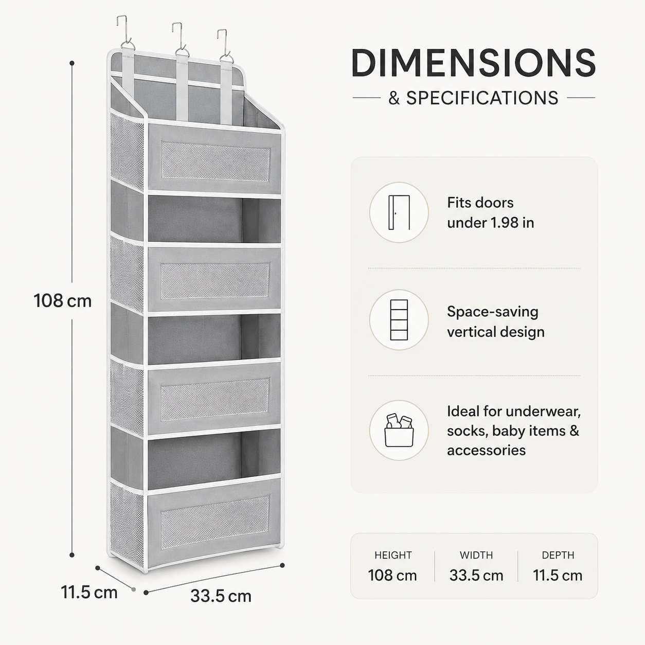 5-Tier Over-the-Door Hanging Storage Organizer