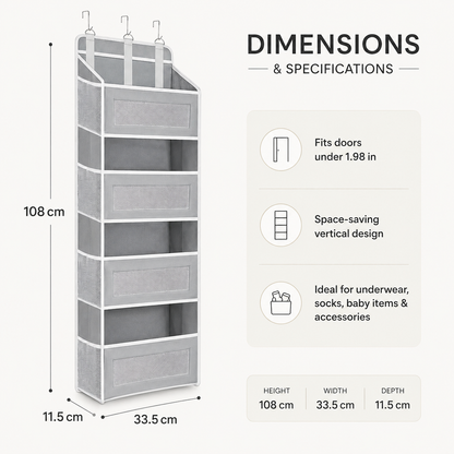 5-Tier Over-the-Door Hanging Storage Organizer