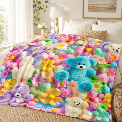 Teddy Pastel Floral Print Throw Blanket