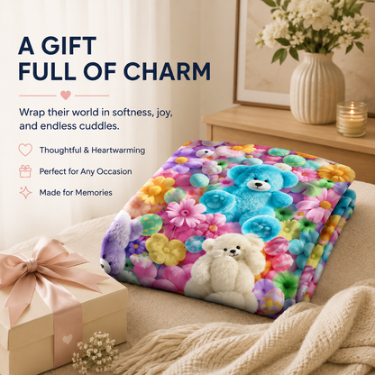 Teddy Pastel Floral Print Throw Blanket