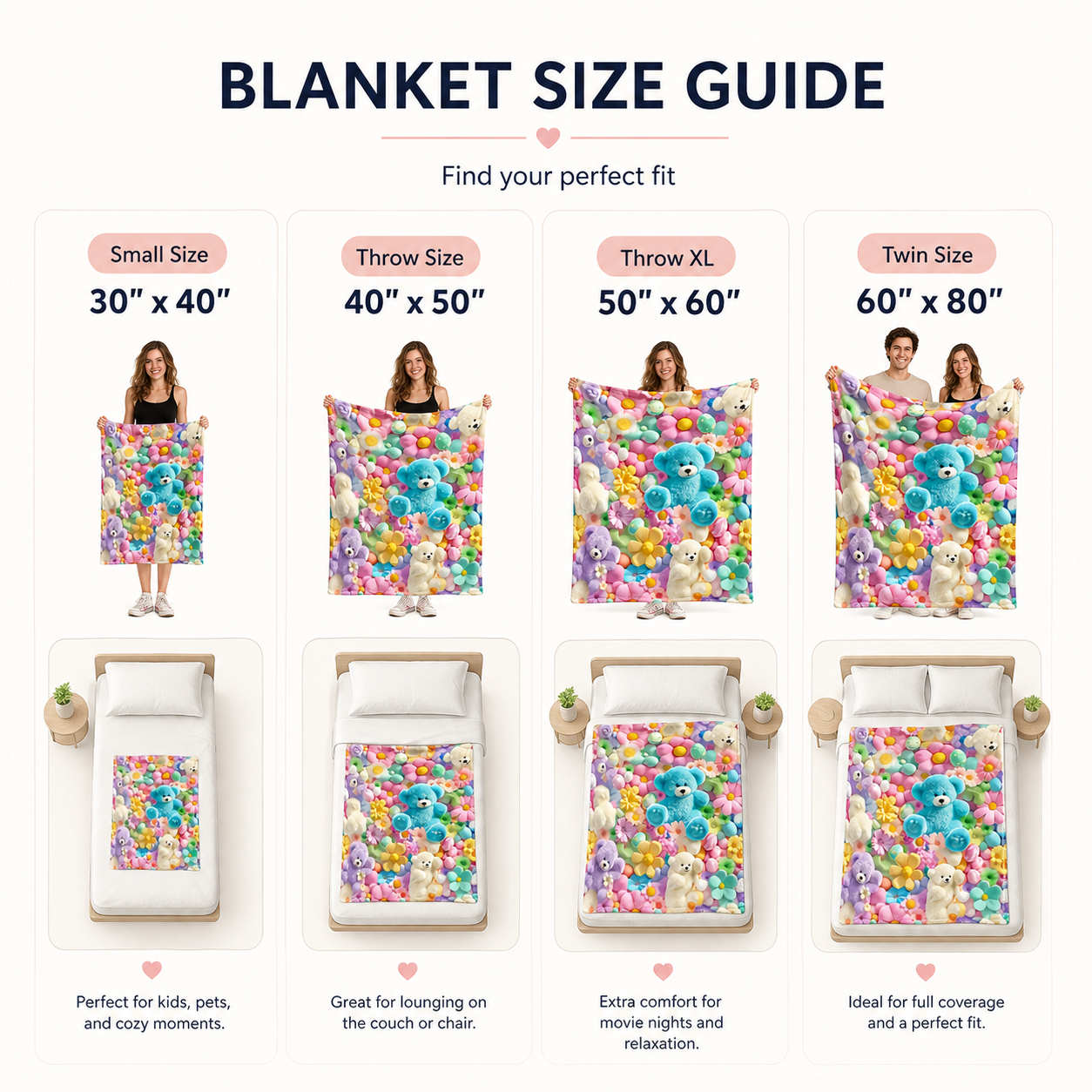 Teddy Pastel Floral Print Throw Blanket