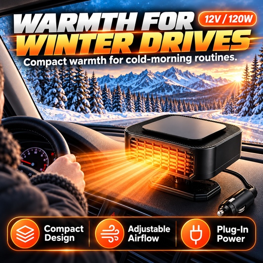 Portable Car Heater Defroster with 360-Degree Rotating Base