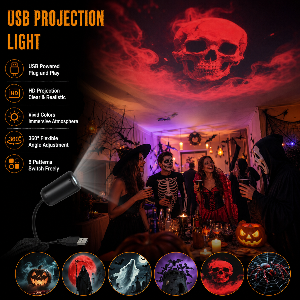🎄Plug‑and‑Play HD Holiday Projector, Multi‑Scene Projection Light