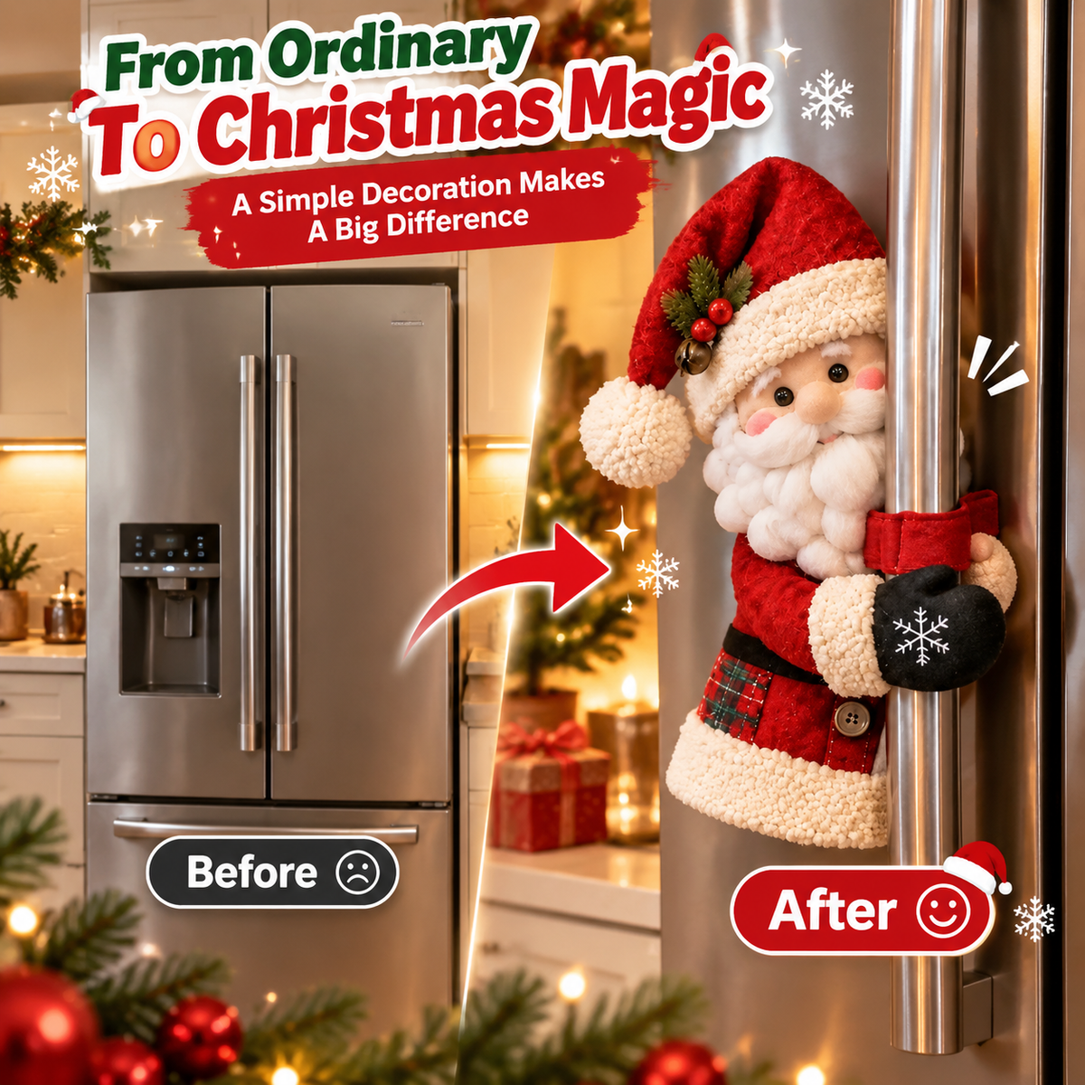 Christmas Santa & Snowman Handle Huggers