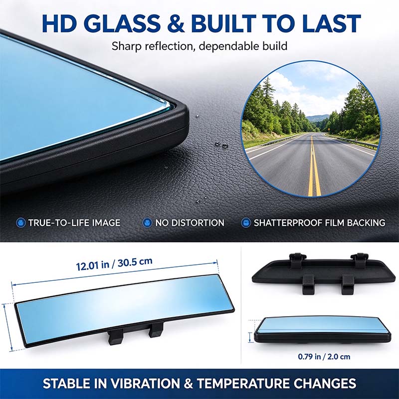 HD Convex Panoramic Rearview Mirror, Clip-On Car Interior Mirror ☀️ - image 9
