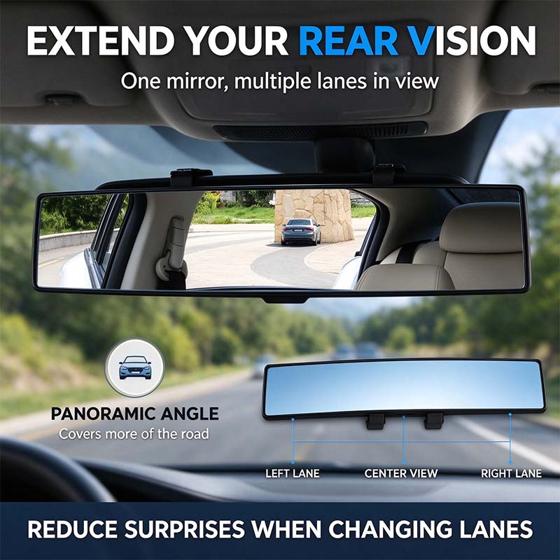 HD Convex Panoramic Rearview Mirror, Clip-On Car Interior Mirror ☀️ - image 6