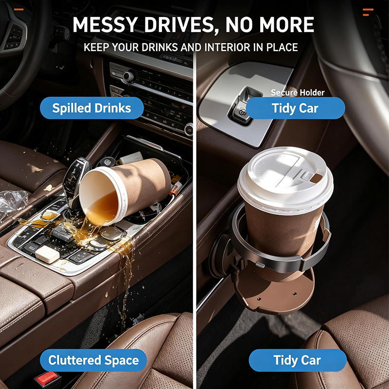 Universal Foldable Car Cup Holder, Space-Saving Vehicle Drink Holder for Bottles 🚗